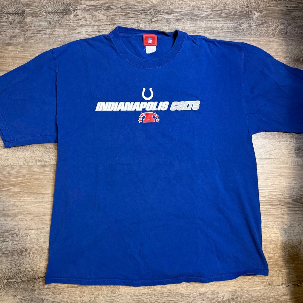 Y2K‎ Indianapolis Colts NFL T Shirt Blue Short Sleeve Football Fan Gear Men's L